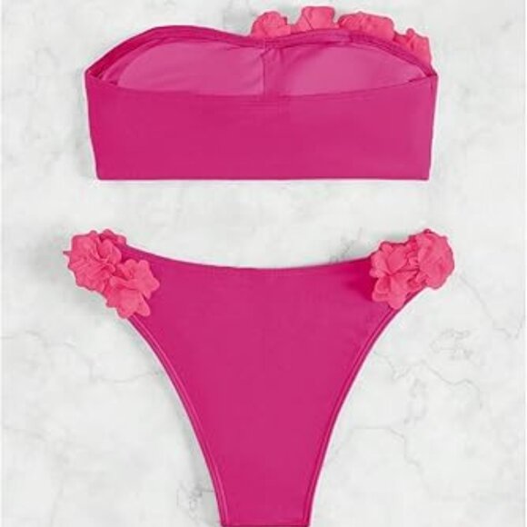 BEAUDRM Women's 2 Piece Floral Bandeau Bikini Set High Cut Bikini Swimsuit XL - Picture 5 of 5